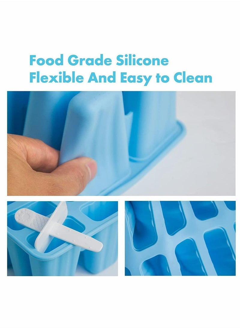 Generic - Popsicle Mold, Reusable Silicone Ice Pop Molds Easy Release Ice Pop Maker with 12 Reusable Popsicle Sticks, Premium Food Grade Silicone Popsicle Molds (Blue) - Image 1