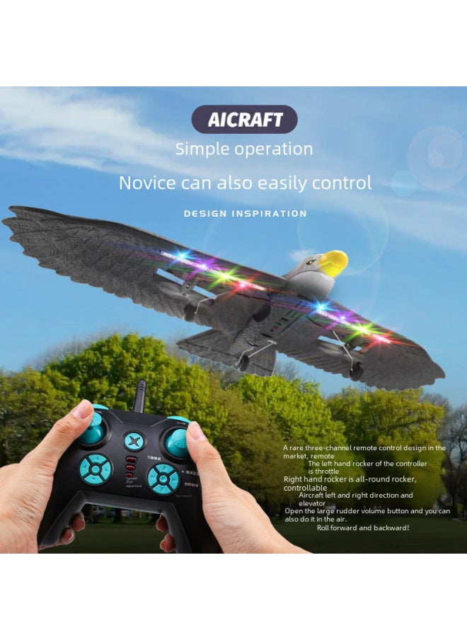 Generic - Product BM17 Eagle Glider Fixed Wing Three-channel Remote Control Foam Aircraft Bird Black Eagle Model-Color:Two-Channel Eagle Glider (with Lights) - Image 1