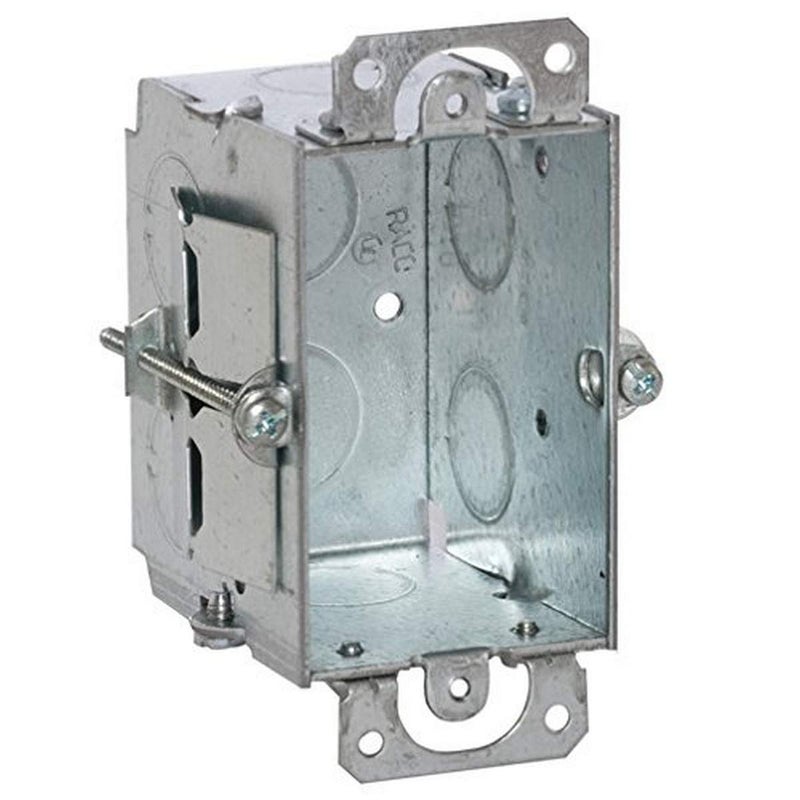 RACO Hubbell-Raco 506 Switch Box in 3 x 2-Inch Gangable 2-1/2-Inch. Deep, Eight 1/2-Inch. Knockouts, Old Work, Plaster Ears, Gray Finish - Image 3