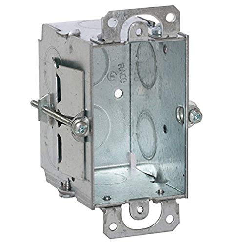RACO Hubbell-Raco 506 Switch Box in 3 x 2-Inch Gangable 2-1/2-Inch. Deep, Eight 1/2-Inch. Knockouts, Old Work, Plaster Ears, Gray Finish - Image 1