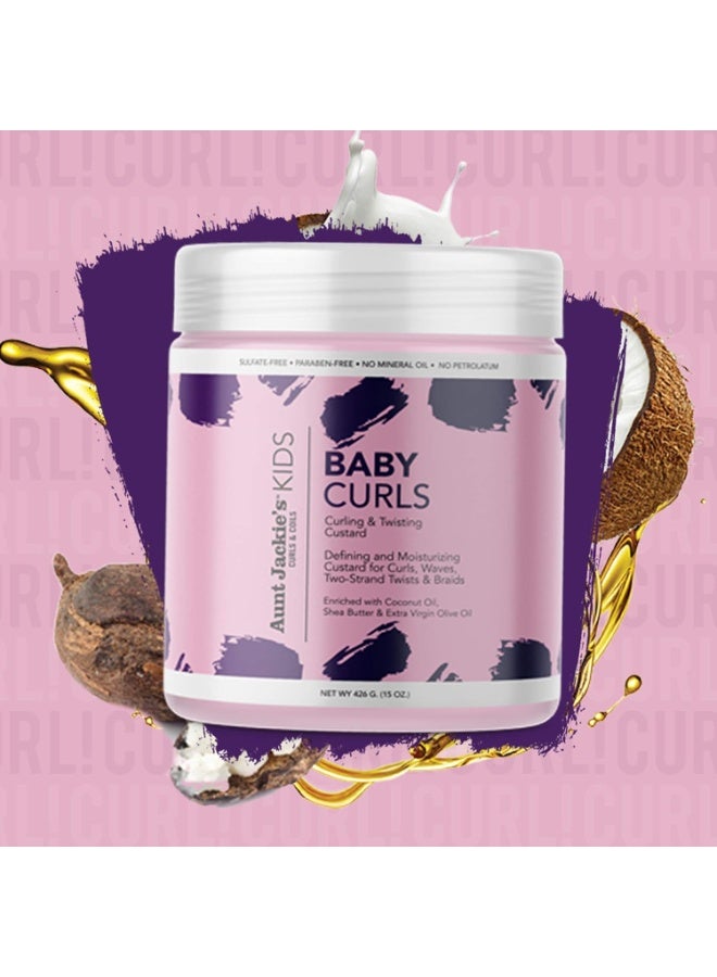 Aunt Jackie's Kids Baby Curls, Moisture Rich Curling and Twisting Custard for Naturally Curly, Coily and Wavy Hair, 15 oz - Image 2