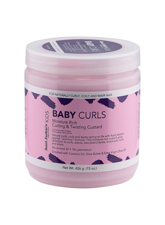 Aunt Jackie's Kids Baby Curls, Moisture Rich Curling and Twisting Custard for Naturally Curly, Coily and Wavy Hair, 15 oz - Image 1