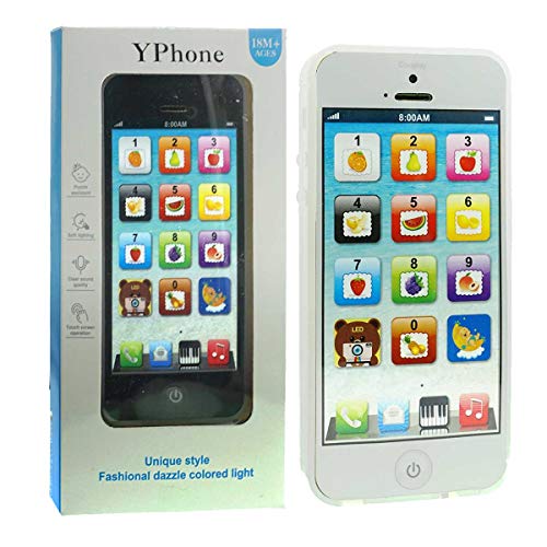 Cooplay 2pcs Black and White Yphone Toy Play Music Cell Phone Mobile Phone Learning English Education Christmas Lights Interactive for Toddler Baby Kids Sets of 2 - Image 3