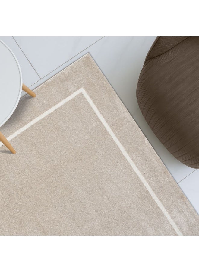 DANUBE HOME Sahara Plain Solids Rug | Washable Solids Style | Polypropylene + Polyester Area Rug Floor Covering | Indoor Carpet For Living Room Dining Bedroom 200X300cm-Cream-231200400544 - Image 1