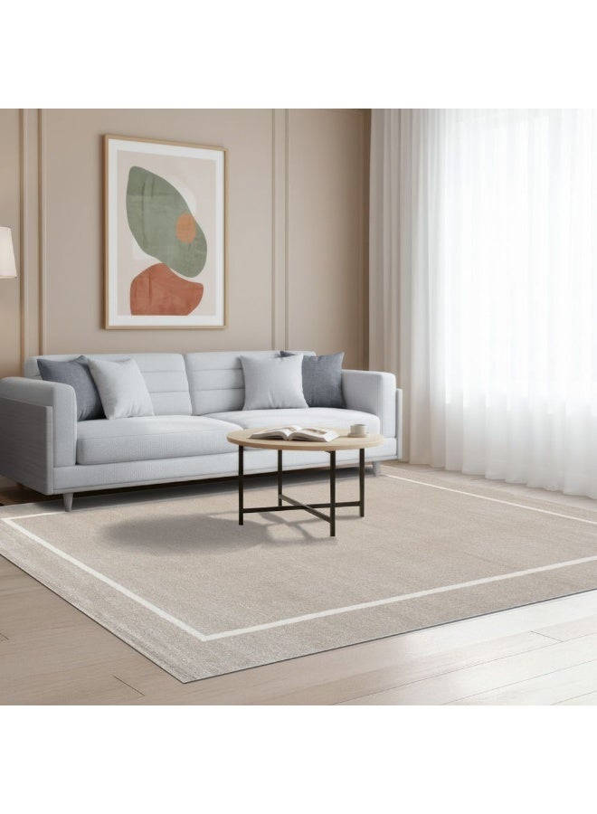 DANUBE HOME Sahara Plain Solids Rug | Washable Solids Style | Polypropylene + Polyester Area Rug Floor Covering | Indoor Carpet For Living Room Dining Bedroom 200X300cm-Cream-231200400544 - Image 2