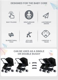 Baby Twin Stroller, Side By Side Double Strollers, Detachable and Reversible Pushchair With Adjustable Canopy And Backrest, Can Sit And Lie-black a-5 - pzsku/Z7246A0127258653DE0DEZ/45/_/1737101794/d72493ed-cfea-418f-aa13-bf3158f4bb1a