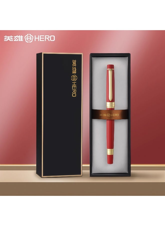 HERO Gold Nib Business Fountain Pen (Polished Metal Body/Three Nib Sizes Available/Premium Gift Box) (Red) - Image 2