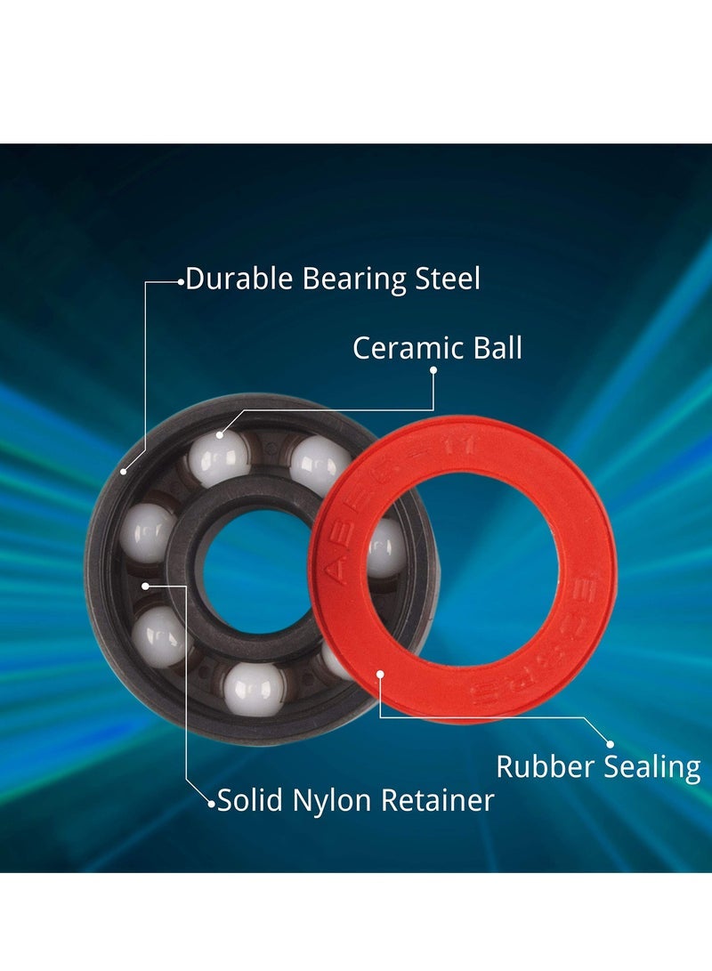 Captaintech Bearing, 8 Pcs Ceramic Skateboard Bearings High Speed Double Shielded 608 RS ABEC-11Miniature Ball Bearings for Motor, Skateboards, Inline Skates, Scooters (8*22*7 mm) - Image 2