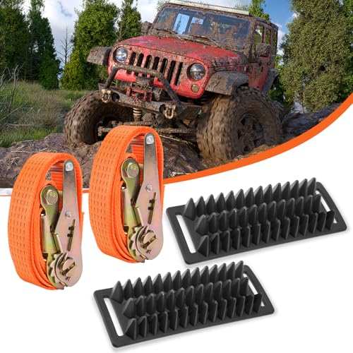 Racewill 2 Pack Tire Metal Gripper Traction Straps, Anti-Skid Emergency Mud Vehicle Recovery Blocks for Get Unstuck, Compatible with Car SUV Pickup Truck for Mud, Sand, Snow and Ice - Image 3