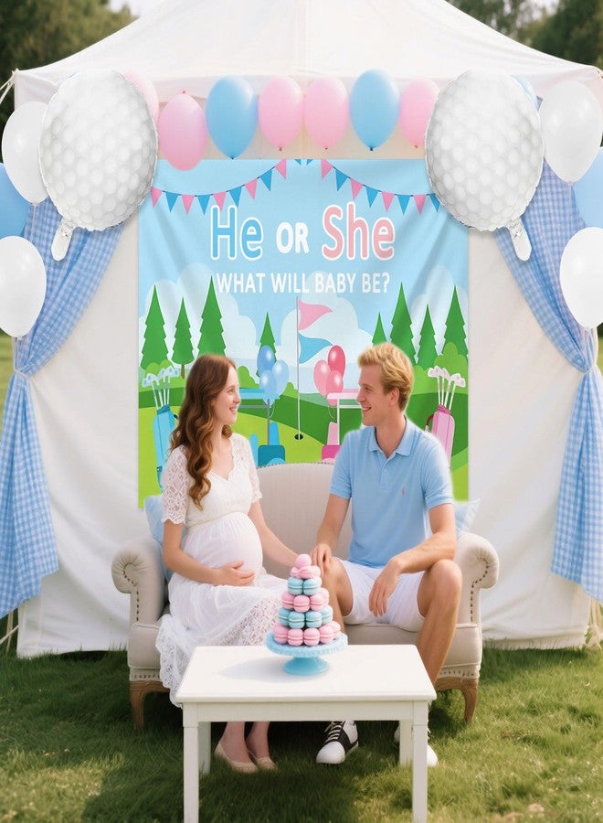 Roaring Good Time Golf Gender Reveal Party Decoration Blue Pink Balloon He or She What Will Baby Be Backdrop Golf Club Balloon for Outdoor Golf Theme Baby Shower - Image 4