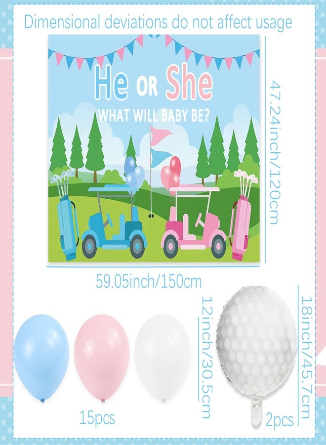 Roaring Good Time Golf Gender Reveal Party Decoration Blue Pink Balloon He or She What Will Baby Be Backdrop Golf Club Balloon for Outdoor Golf Theme Baby Shower - Image 2