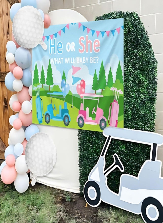 Roaring Good Time Golf Gender Reveal Party Decoration Blue Pink Balloon He or She What Will Baby Be Backdrop Golf Club Balloon for Outdoor Golf Theme Baby Shower - Image 3