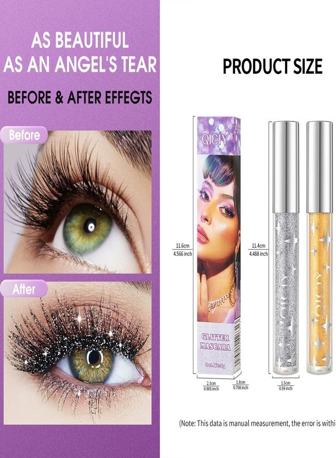 Baorder 3PCS Glitter Mascara for Eyelashes - Waterproof Long Lasting Silver, Gold, Purple Diamond Sparkly Lengthening Volumizing Colorful Mascara for Party, Wedding, Stage Makeup - Image 5