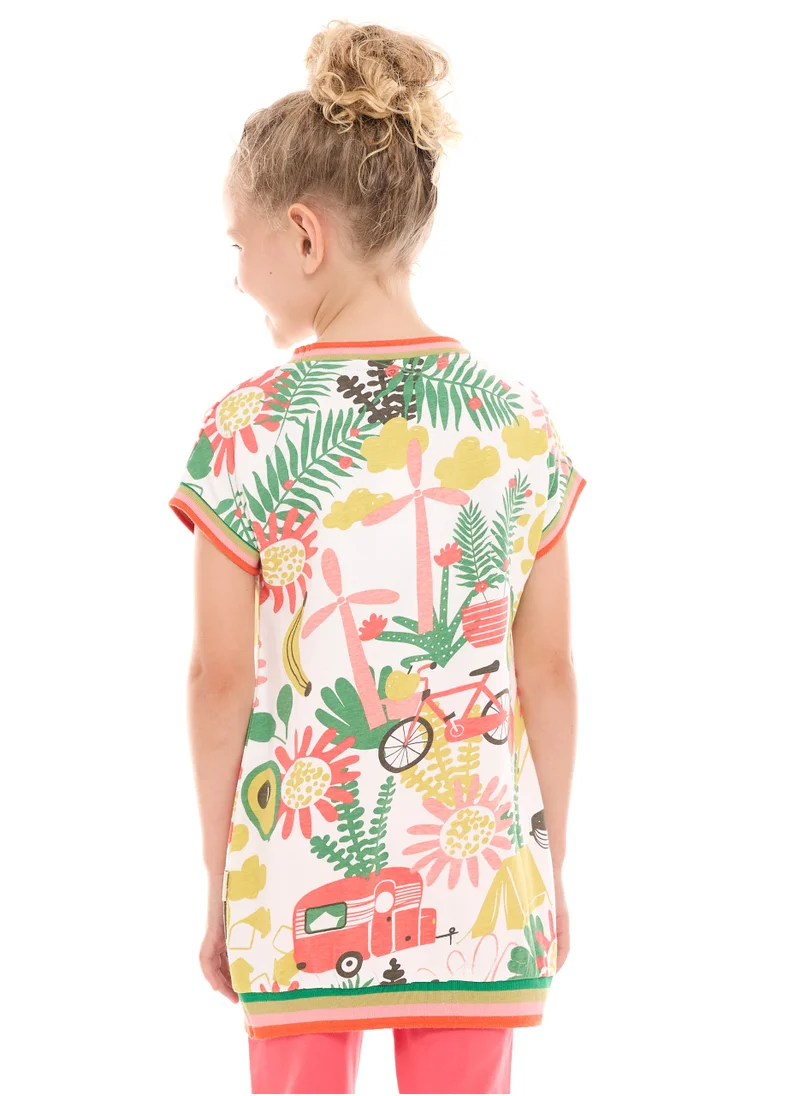 victor and jane Girls All-Over-Print Long Top Tee