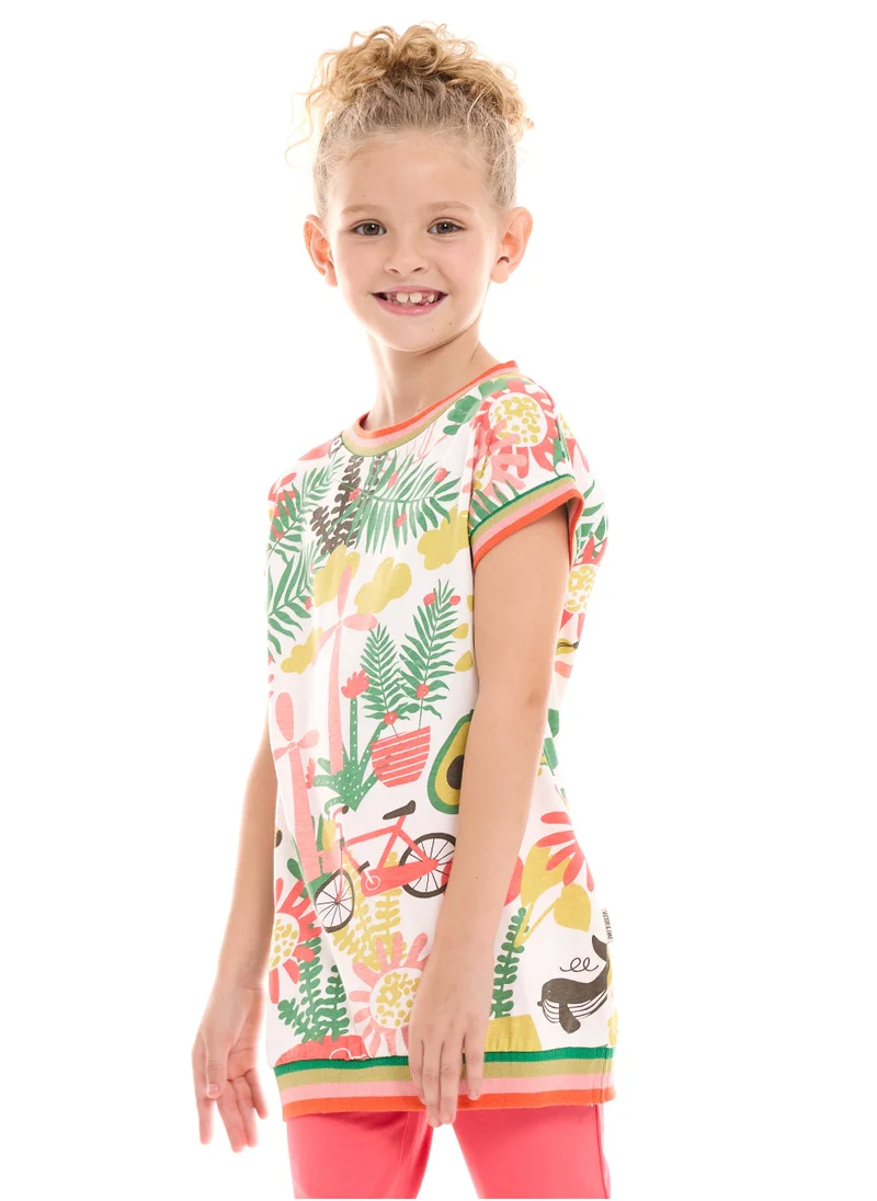 victor and jane Girls All-Over-Print Long Top Tee