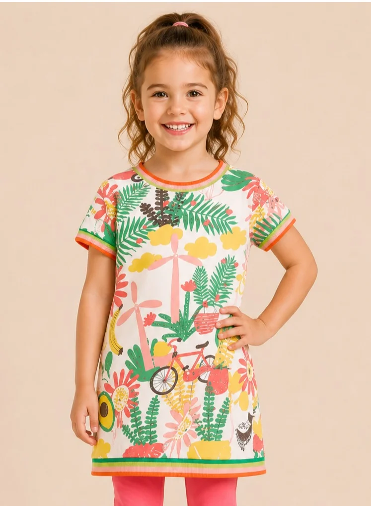 victor and jane GIRLS Long Top With All Over Print