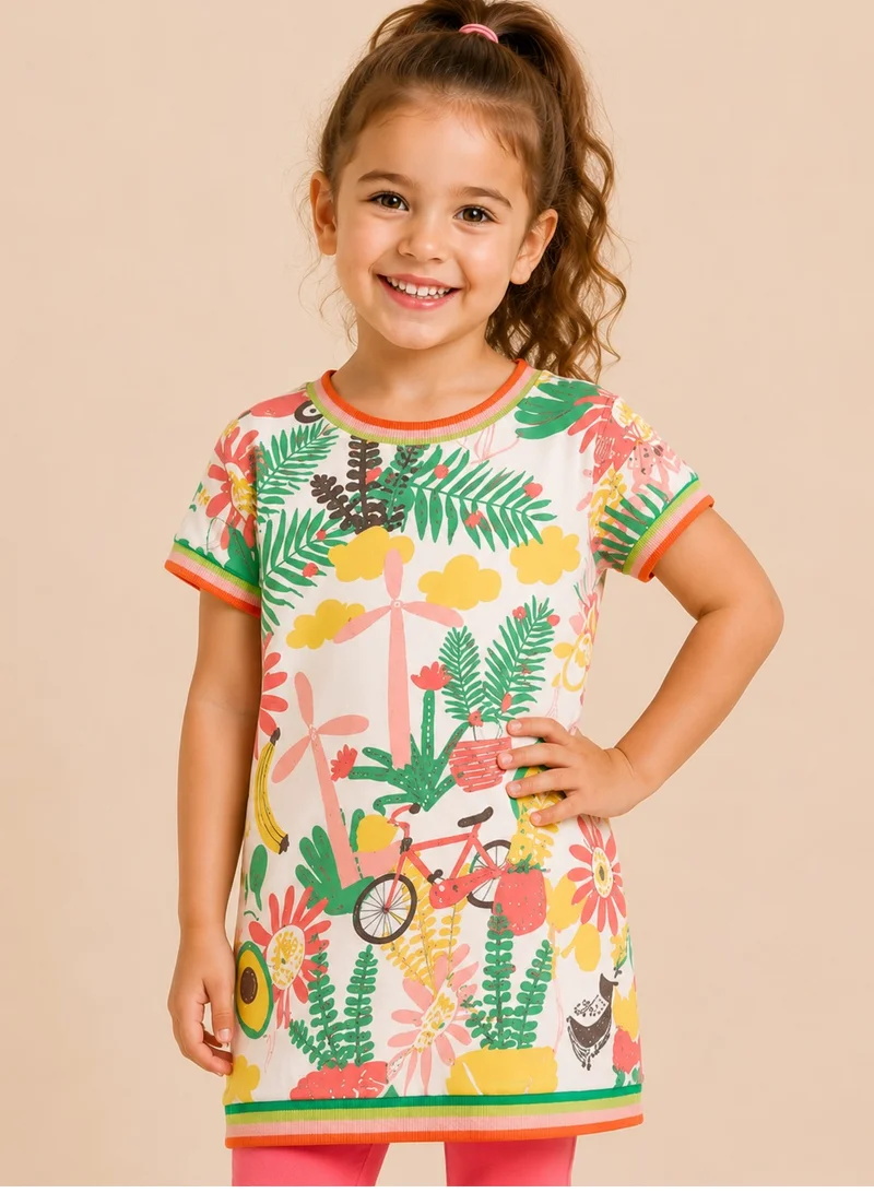 victor and jane GIRLS Long Top With All Over Print