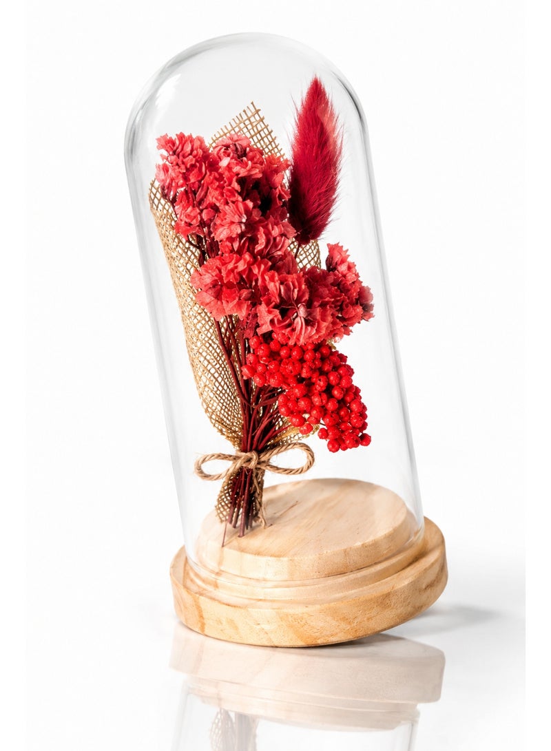 RAFAL Forever Real Rose in Glass Dome – Preserved Eternal Flower Arrangement Lasts up to 2 Years, Premium Tabletop Decor for Home & Office, Luxury Elegant Gift for Special Occasions - Image 1