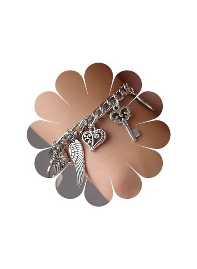 Creative Silver Charm Bracelets Personalized Link Bracelet Jewelry for Women and Teens Girls - Image 1