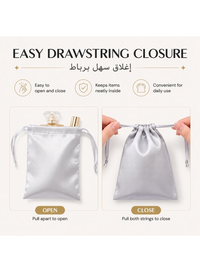 Soft Silk Drawstring Pouch Bag for Jewelry, Makeup & Accessories, Travel Dustproof Small Storage Organizer, Multi-Color Gift Bag - Image 3