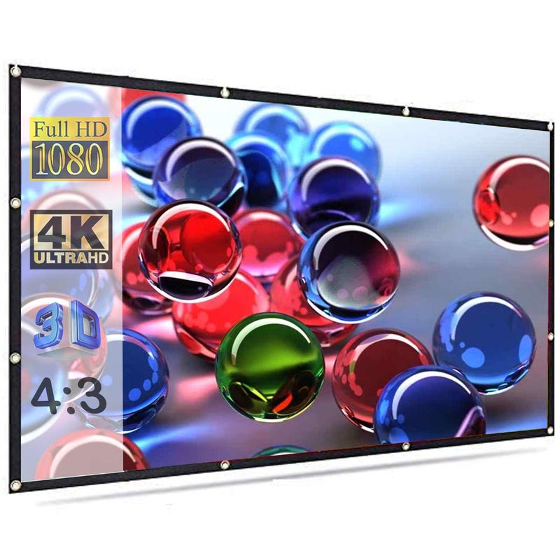 MOIZ Projector Screen Upgraded inch 4:3 HD Portable Eyelet Screen Premium Indoor Outdoor Movie Screen Anti-Crease Projection #15 (6 ft. (W) x 4 ft. (H) - 84" Inch) - Image 1