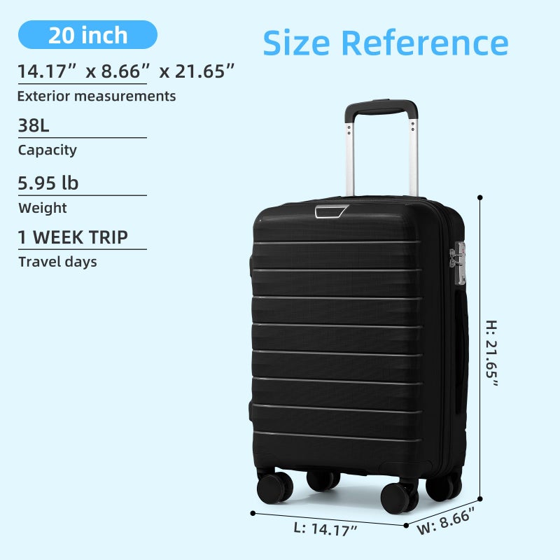 LARVENDER Luggage Sets 3 Piece, Hardside PP Carry On Suitcase with 360Â° Spinner Wheels TSA Lock Luggage Sets for Women, Neon Pink - Image 5