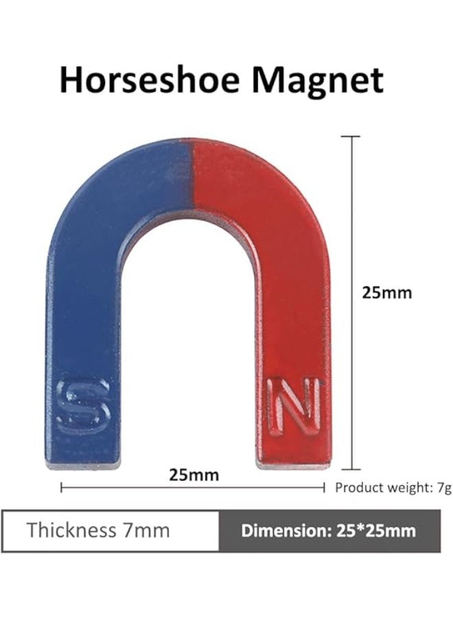 VITION 3 Pack U Shaped Magnets, 25x25mm Teaching Horseshoe Magnet for Physics Experiment & Lab Scientific Supplies Science Education - Red/Blue - Image 3