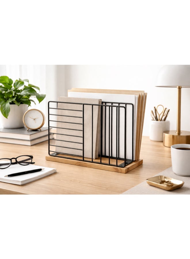 Aanya Homecraft Premium Iron Napkin Holder with Wood Base, size 15x5x19cm – Handcrafted Modern Tabletop Paper Napkin Organizer for Dining, Kitchen & Café Décor, Natural & Black - Image 2