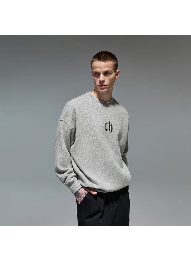 Chinism Ch Sweatshirt For Men, American High Street Style, Loose-fitting Pullover, Couple's Top, Heavyweight Classic Version, Round Neck Sweatshirt Sc20071016 - Image 3