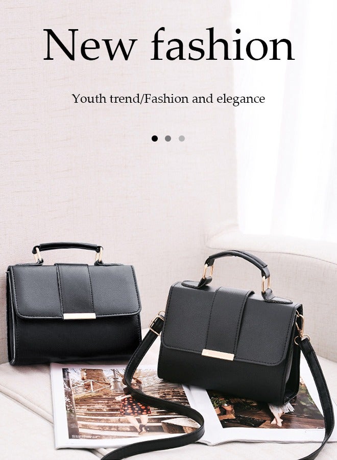 DUNISO Crossbody Bags for Women, PU leather bag, magnetic button shoulder bag, handbag with three pockets inside, can hold wallet, mobile phone, cosmetics, black - Image 5