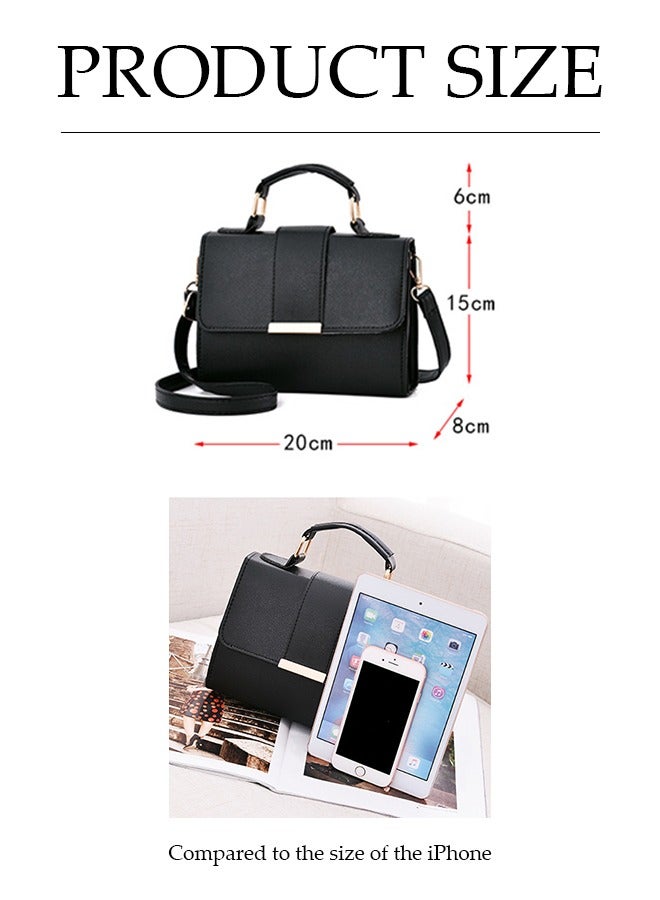 DUNISO Crossbody Bags for Women, PU leather bag, magnetic button shoulder bag, handbag with three pockets inside, can hold wallet, mobile phone, cosmetics, black - Image 4