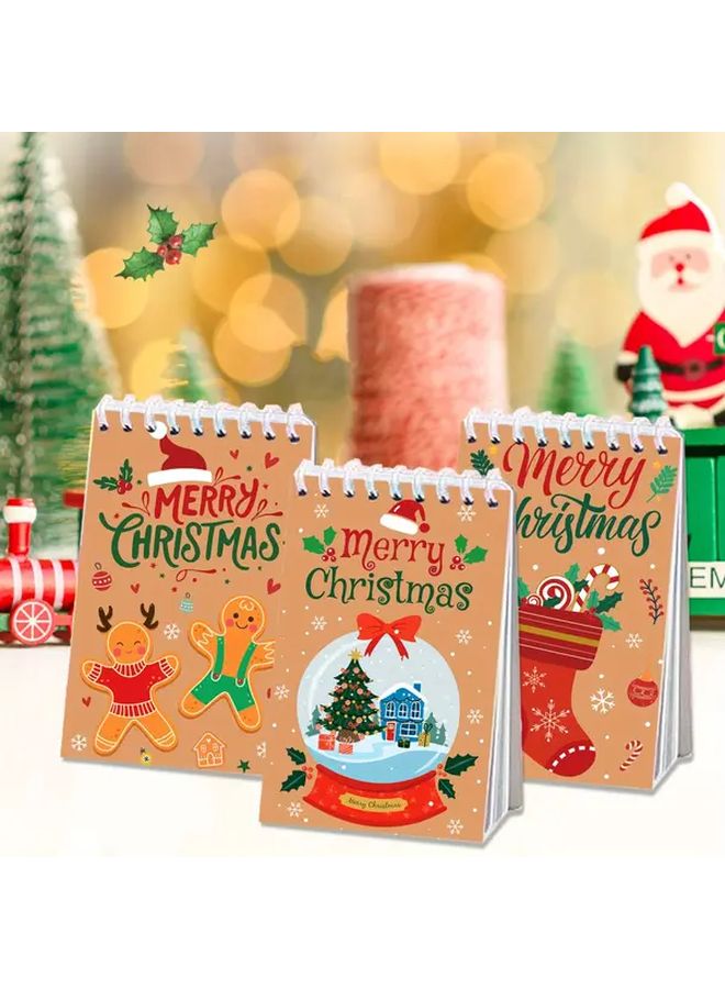 8pcs Christmas Pocket Notebook Set 128 Page Mini Spiral Diary With Santa Patterns - Image 4