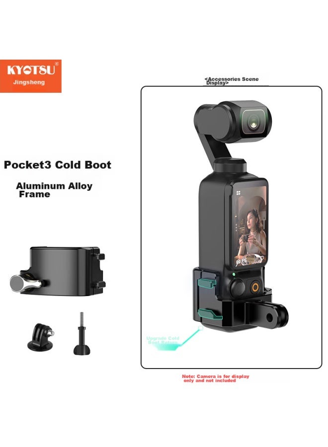 Kyotsu Jingsheng, Dji Pocket 3 Expansion Adapter, Aluminum Alloy Frame Expansion Bracket With Cold Shoe Mount, Expansion Accessory (Compatible With Chest Strap, Neck Strap, And All Other Accessories) - Image 1