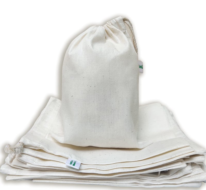 Clarkia 25 Pcs Drawstrings Cotton Bags Muslin Cloth Storage Reusable Pouches for Jewelry Tea Spices Herbs Fruits DIY Wedding Party Gift Bags Craft (6" x 4", Beige) - Image 1