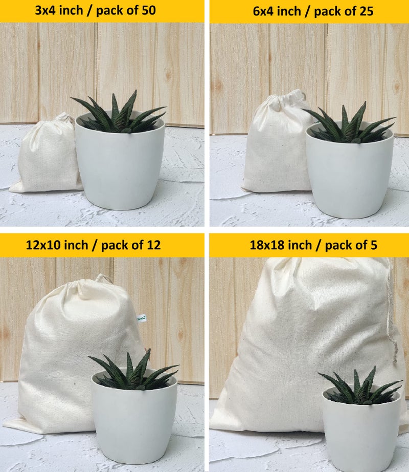 Clarkia 25 Pcs Drawstrings Cotton Bags Muslin Cloth Storage Reusable Pouches for Jewelry Tea Spices Herbs Fruits DIY Wedding Party Gift Bags Craft (6" x 4", Beige) - Image 5