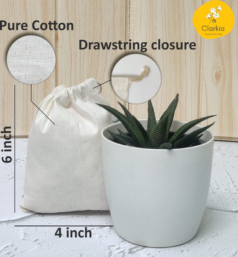 Clarkia 25 Pcs Drawstrings Cotton Bags Muslin Cloth Storage Reusable Pouches for Jewelry Tea Spices Herbs Fruits DIY Wedding Party Gift Bags Craft (6" x 4", Beige) - Image 2
