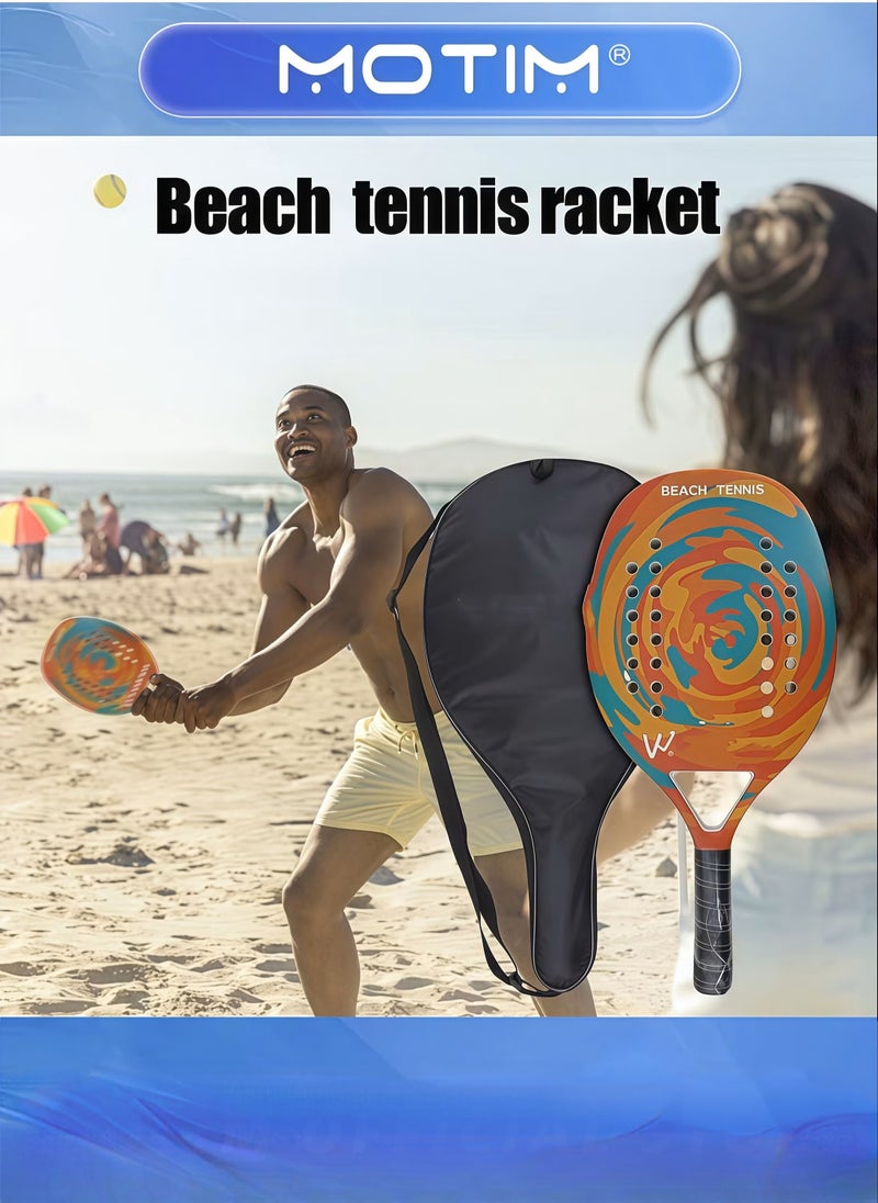 Motim Beach Tennis Rackets Professional Carbon Fiber Beach Tennis Racket with Soft EVA Face Beach Paddle Ball Set with Storage Bag - Image 2