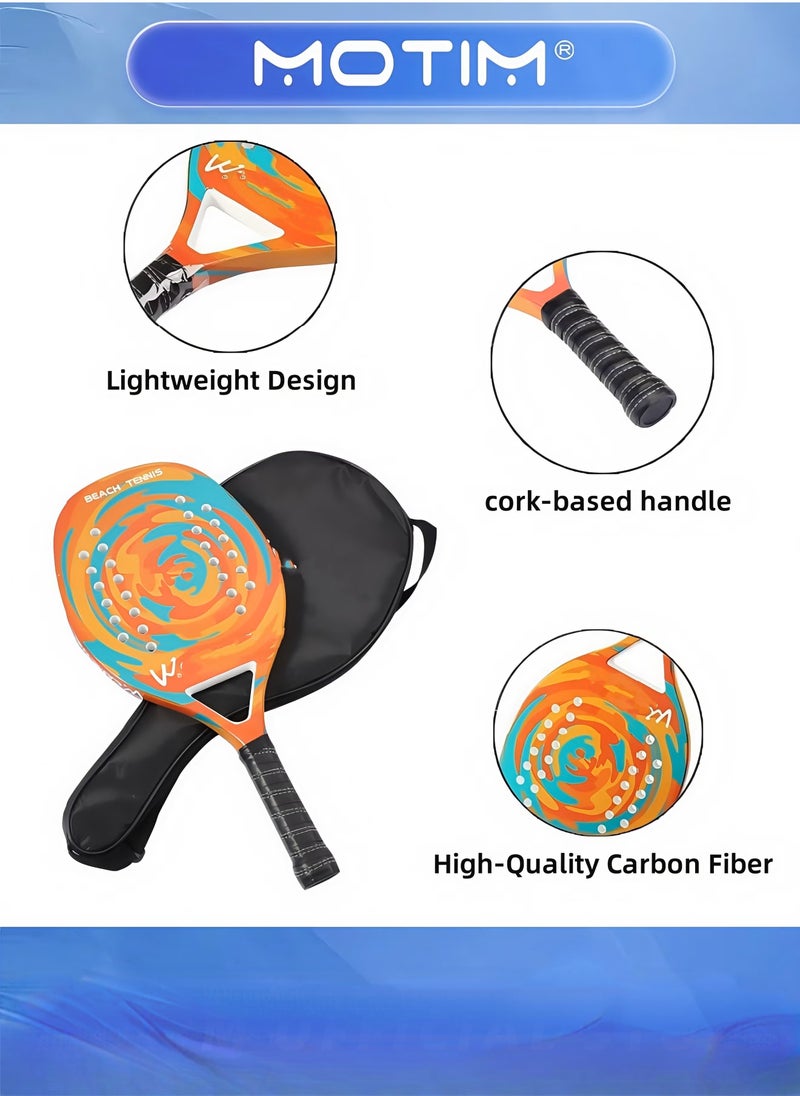 Motim Beach Tennis Rackets Professional Carbon Fiber Beach Tennis Racket with Soft EVA Face Beach Paddle Ball Set with Storage Bag - Image 5