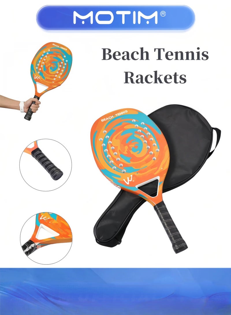 Motim Beach Tennis Rackets Professional Carbon Fiber Beach Tennis Racket with Soft EVA Face Beach Paddle Ball Set with Storage Bag - Image 1