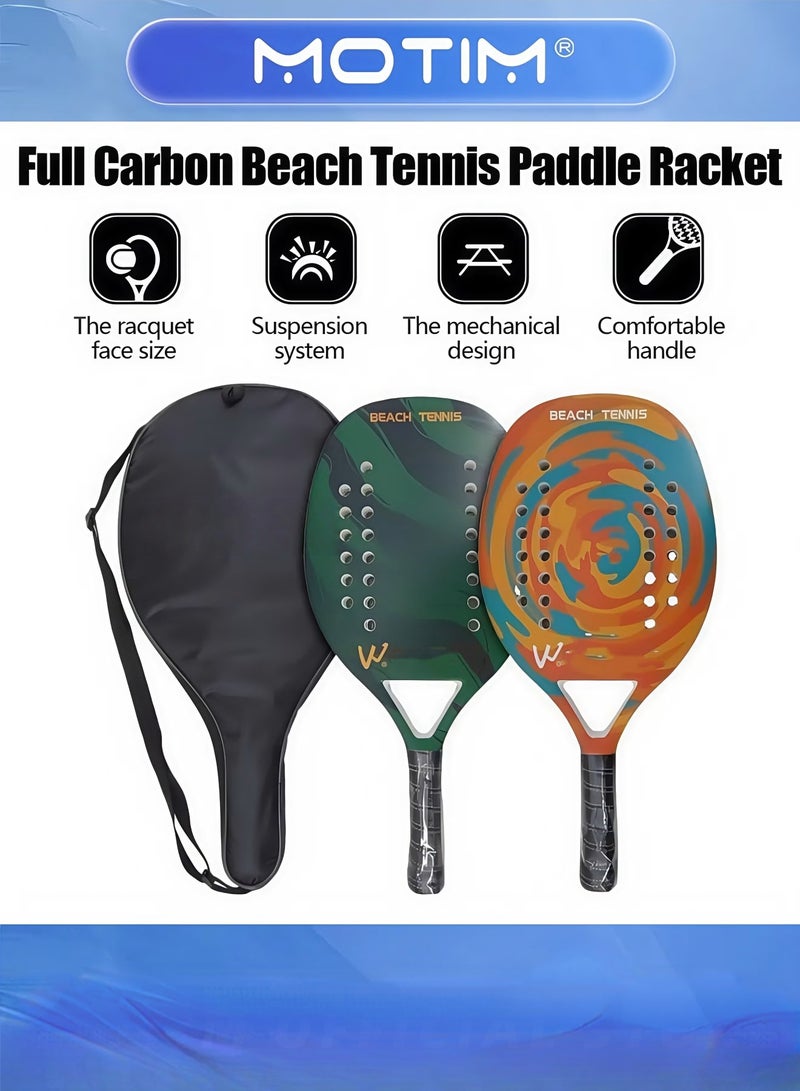 Motim Beach Tennis Rackets Professional Carbon Fiber Beach Tennis Racket with Soft EVA Face Beach Paddle Ball Set with Storage Bag - Image 3