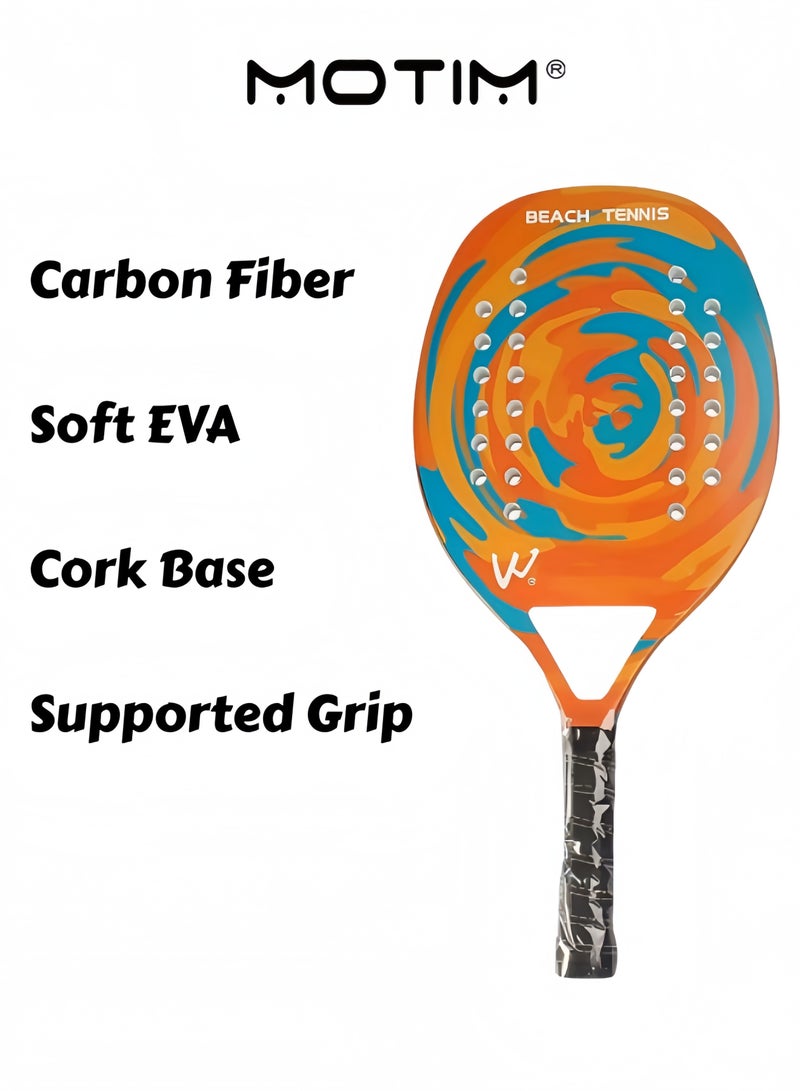 موتيم مضارب تنس الشاطئ مضارب تنس شاطئ احترافية من الألياف الكربونية مع وجه EVA ناعم طقم كرة شاطئ مع حقيبة تخزين - Image 2