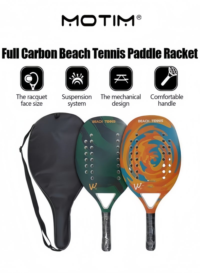 موتيم مضارب تنس الشاطئ مضارب تنس شاطئ احترافية من الألياف الكربونية مع وجه EVA ناعم طقم كرة شاطئ مع حقيبة تخزين - Image 4