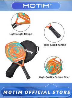 Motim Beach Tennis Rackets Professional Carbon Fiber Beach Tennis Racket with Soft EVA Face Beach Paddle Ball Set with Storage Bag  - Image 5