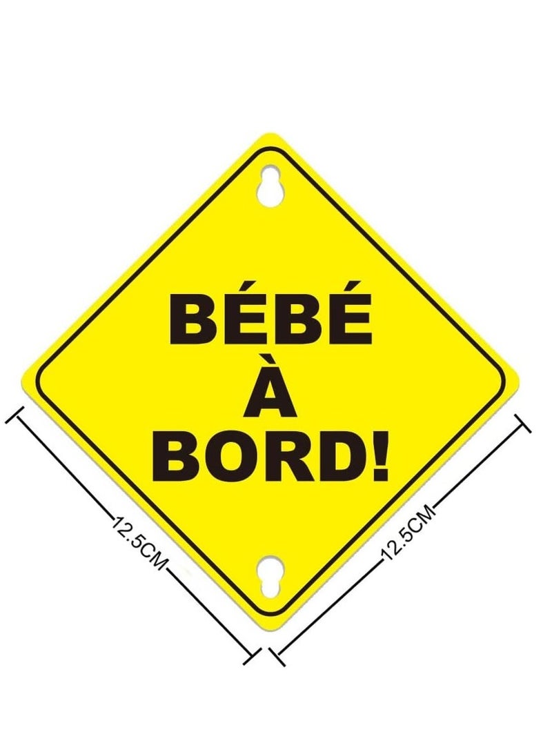 Rubik French Baby on Board Car Sign, Safe Distance Driver Caution Sign with 2 Suction Cup For Car Rear Window Safety Warning Symbol, (12.5 x12.5 cm) - Image 2