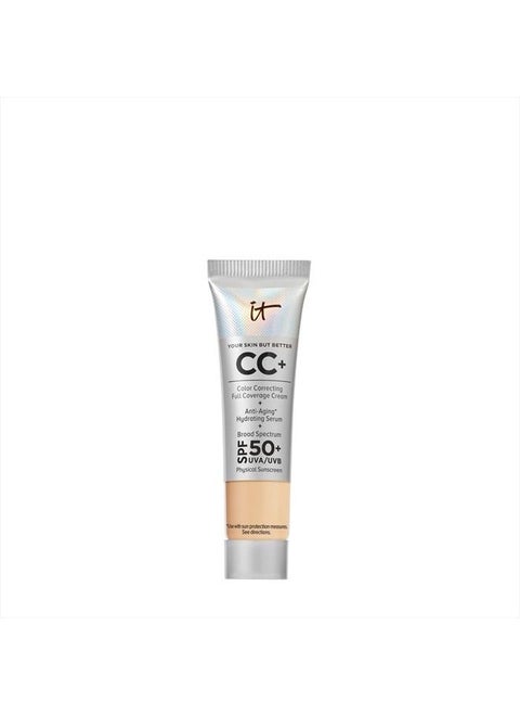 Your Skin But Better CC+ Cream Travel Size, Medium (W) - Color Correcting Cream, Full-Coverage Foundation, Hydrating Serum & SPF 50+ Sunscreen - Natural Finish - 0.406 fl oz