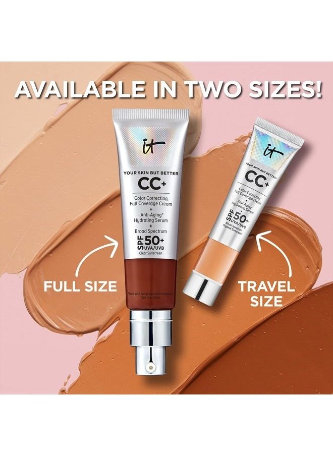 IT COSMETICS - Your Skin But Better CC+ Cream Travel Size, Medium (W) - Color Correcting Cream, Full-Coverage Foundation, Hydrating Serum & SPF 50+ Sunscreen - Natural Finish - 0.406 fl oz - Image 1