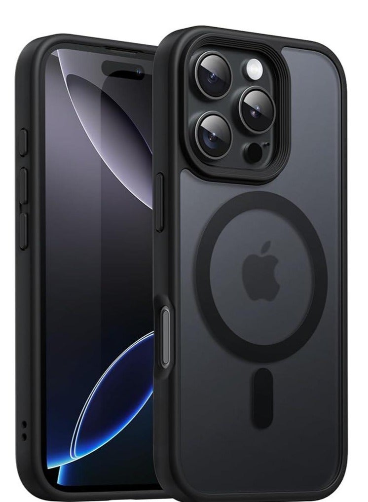 Magnetic Case for iPhone 16 Pro Max 6.9-Inch Compatible with MagSafe, Translucent Matte Back Slim Shockproof Phone Cover (Black) - Image 1