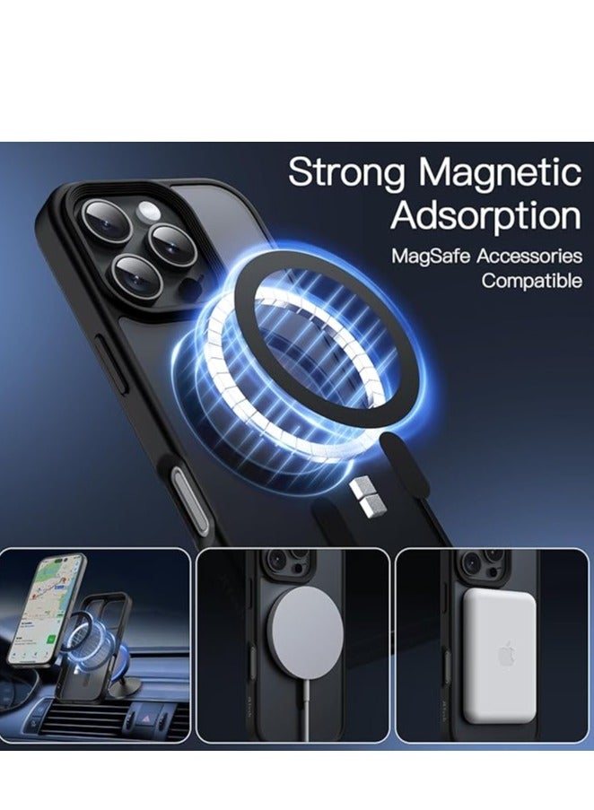Magnetic Case for iPhone 16 Pro Max 6.9-Inch Compatible with MagSafe, Translucent Matte Back Slim Shockproof Phone Cover (Black) - Image 3