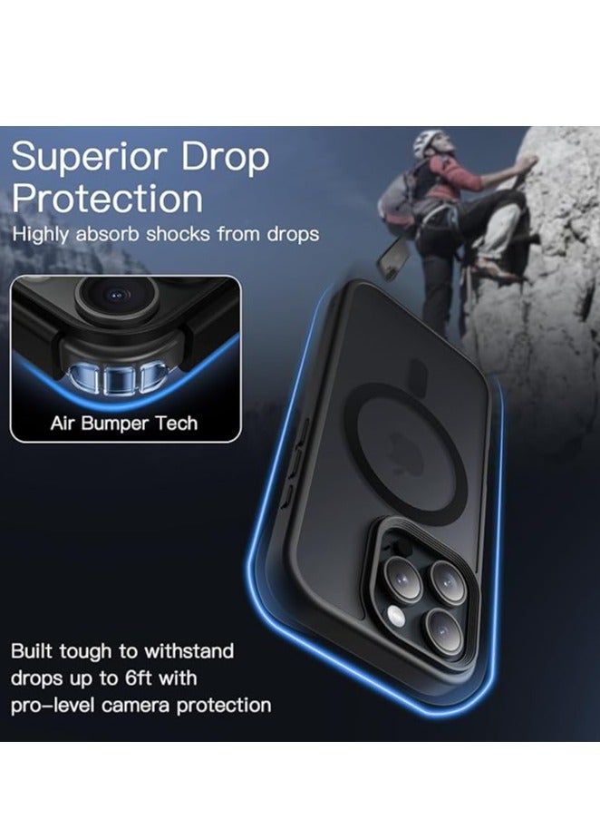 Magnetic Case for iPhone 16 Pro Max 6.9-Inch Compatible with MagSafe, Translucent Matte Back Slim Shockproof Phone Cover (Black) - Image 4