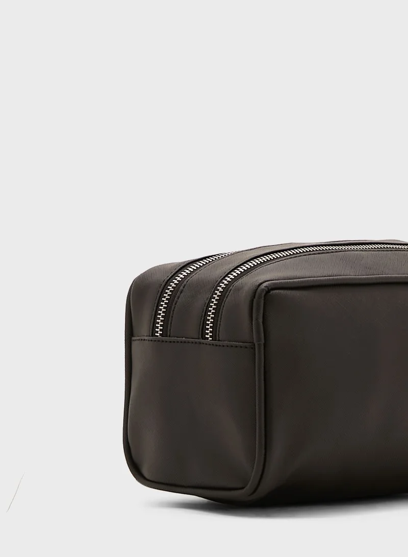 Seventy Five Safiano Texture Dual Compartment Washbag